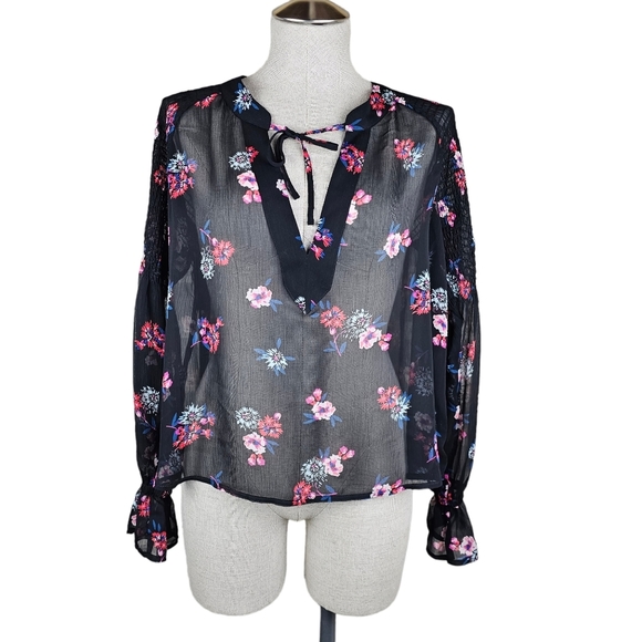 Express Sheer Blouse - Long Sleeve - Floral Print - Picture 1 of 8